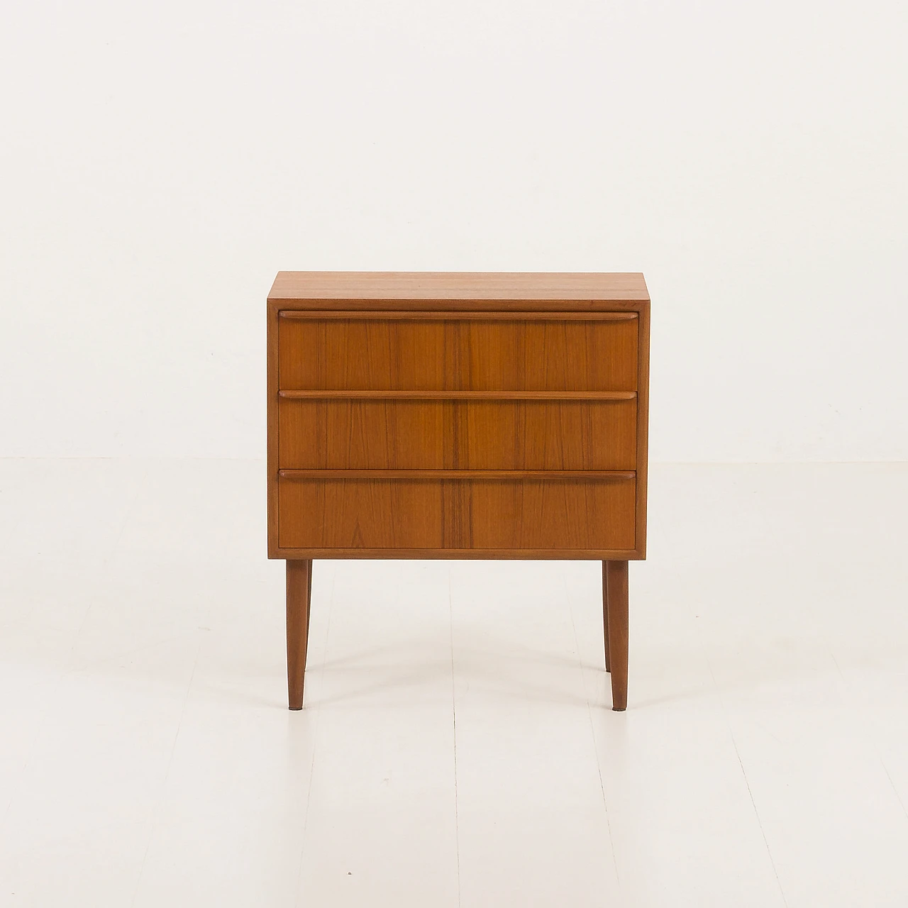 Danish teak bedside table with three drawers, 1960s 7