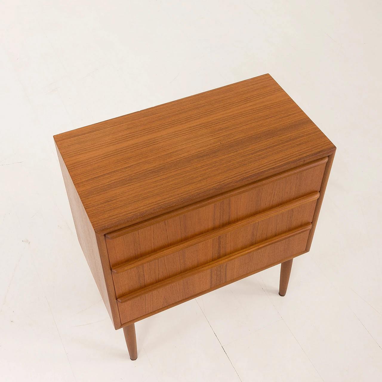 Danish teak bedside table with three drawers, 1960s 8