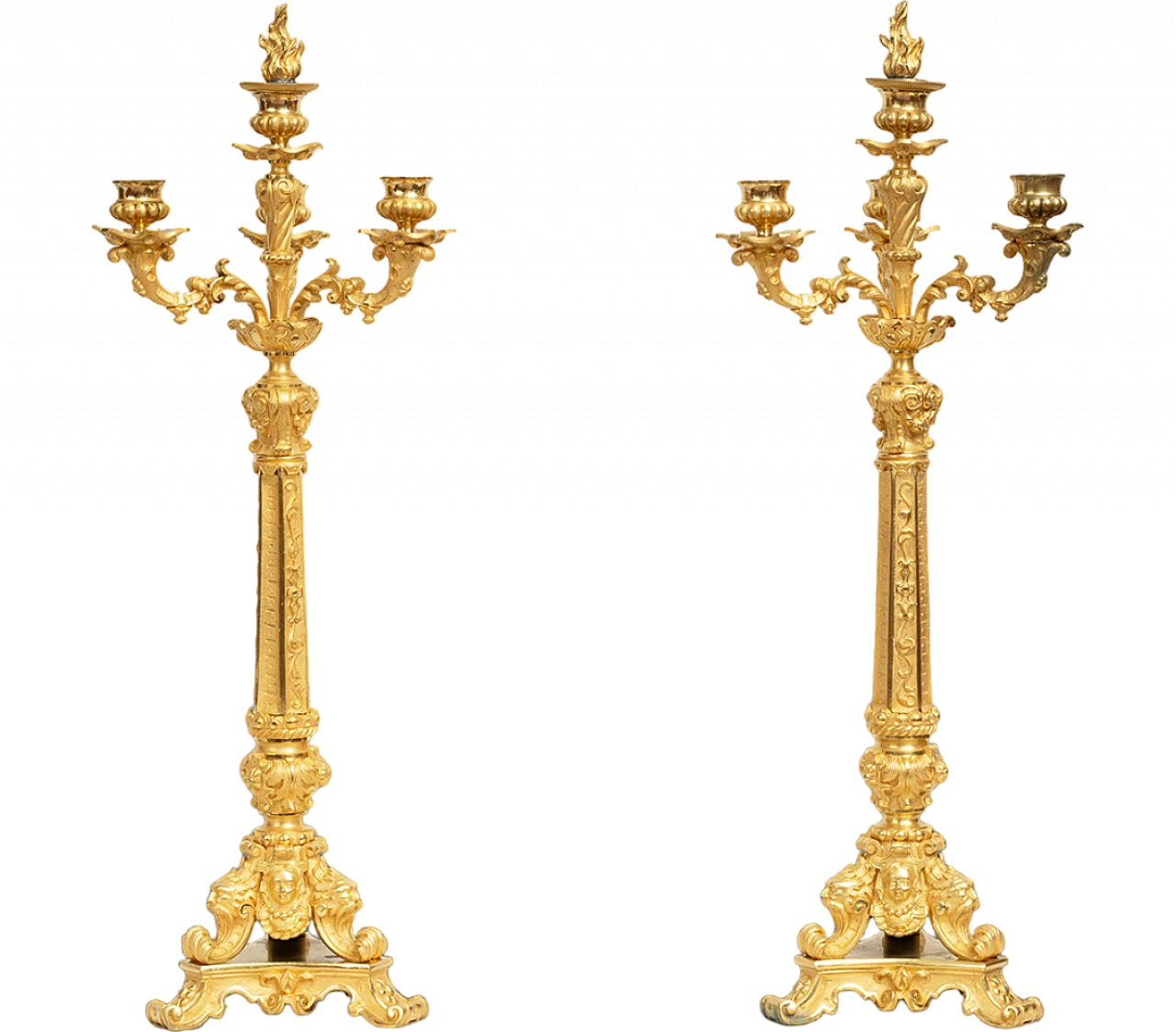 Pair of gilded bronze Charles X candle holders, early 19th century 4