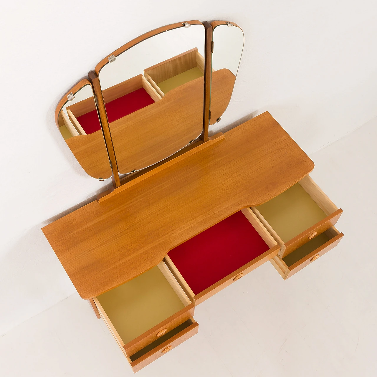 Scandinavian dressing table in teak with adjustable mirrors, 1970s 8