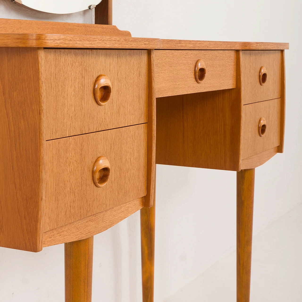 Scandinavian dressing table in teak with adjustable mirrors, 1970s 12