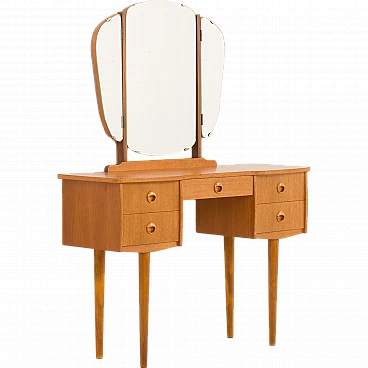 Scandinavian dressing table in teak with adjustable mirrors, 1970s