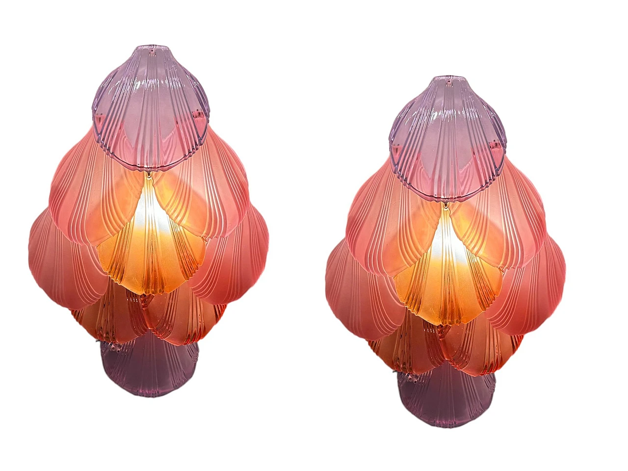 Pair of wall lights with multicoloured glass shells, 1980s 3