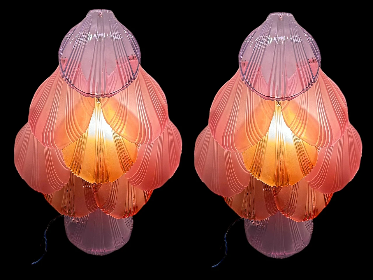 Pair of wall lights with multicoloured glass shells, 1980s 6