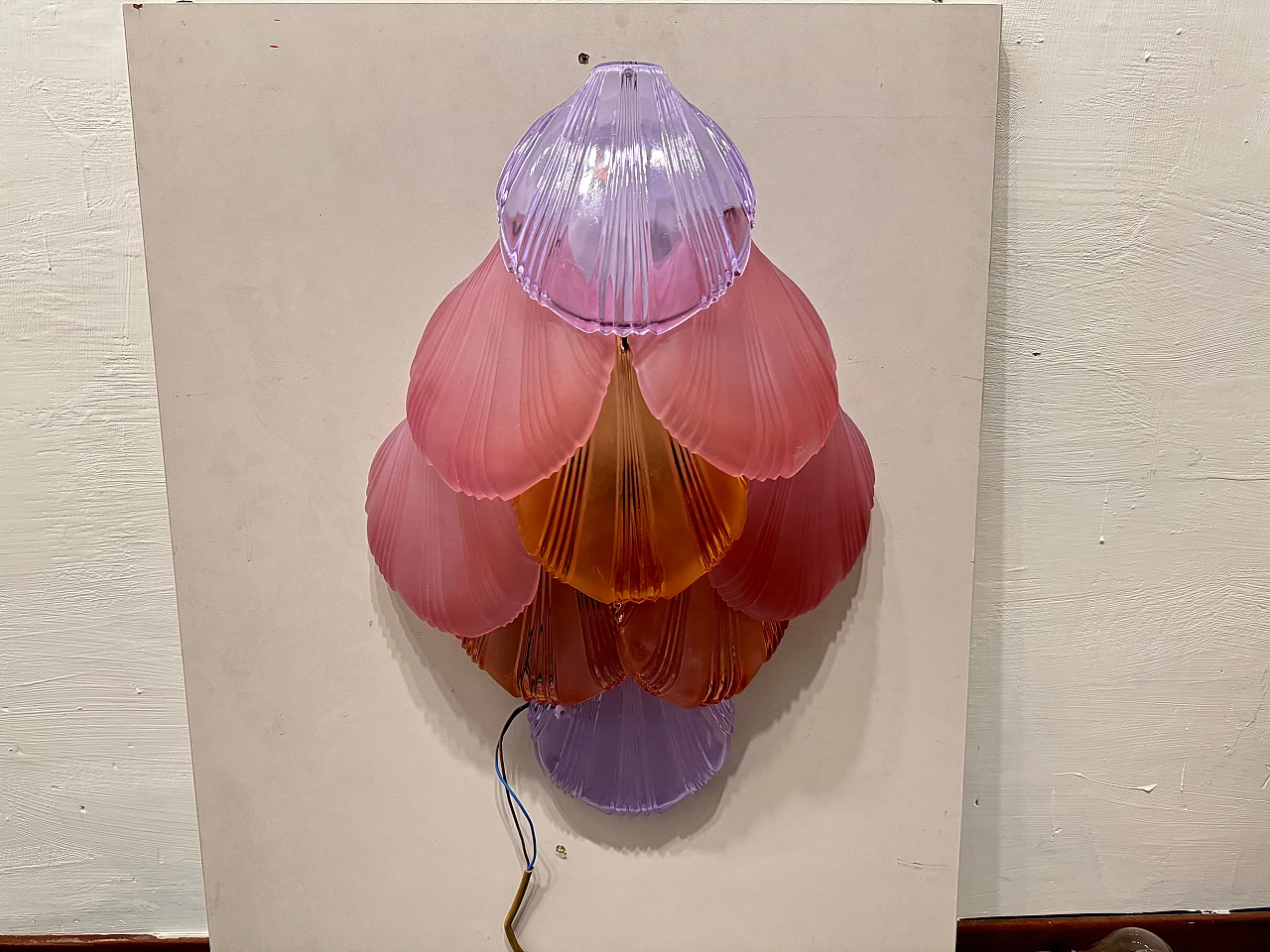 Pair of wall lights with multicoloured glass shells, 1980s 9