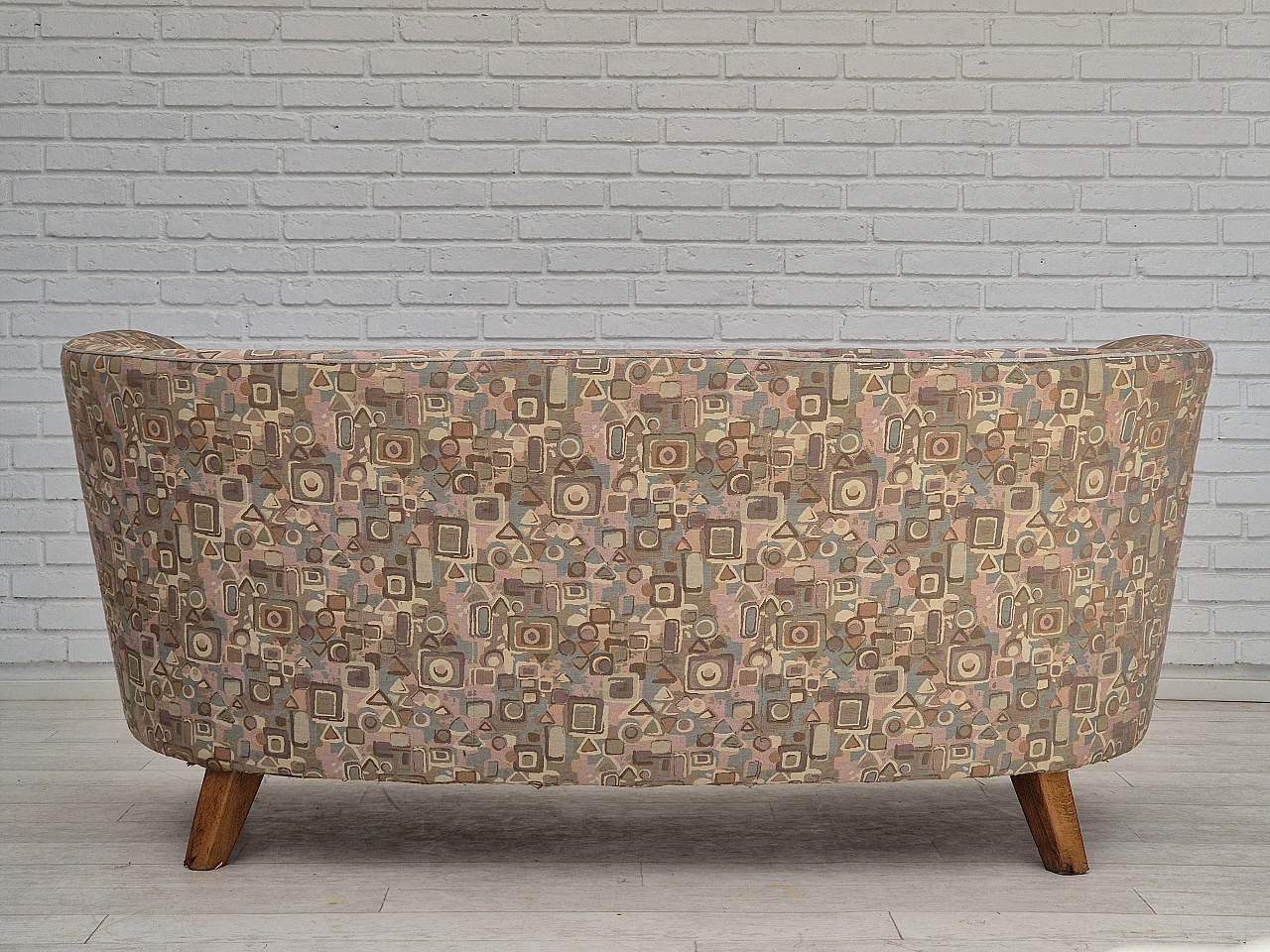 Danish two-seater beech and fabric sofa, 1960s 2