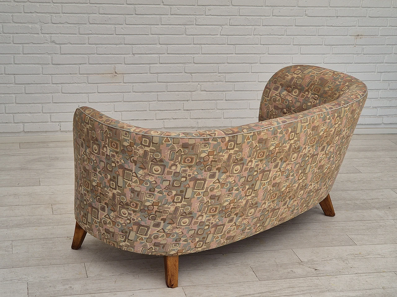 Danish two-seater beech and fabric sofa, 1960s 4