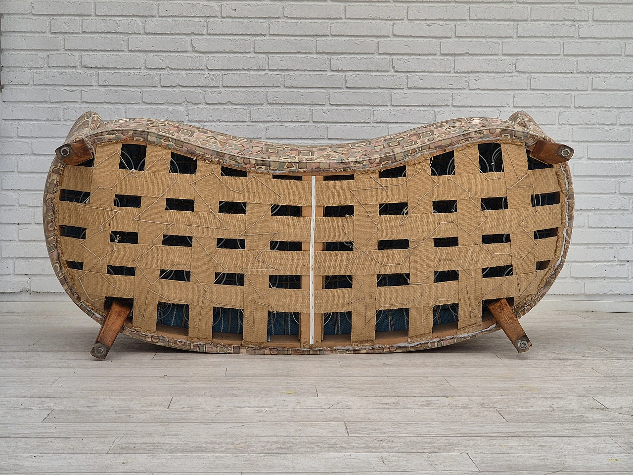 Danish two-seater beech and fabric sofa, 1960s 10