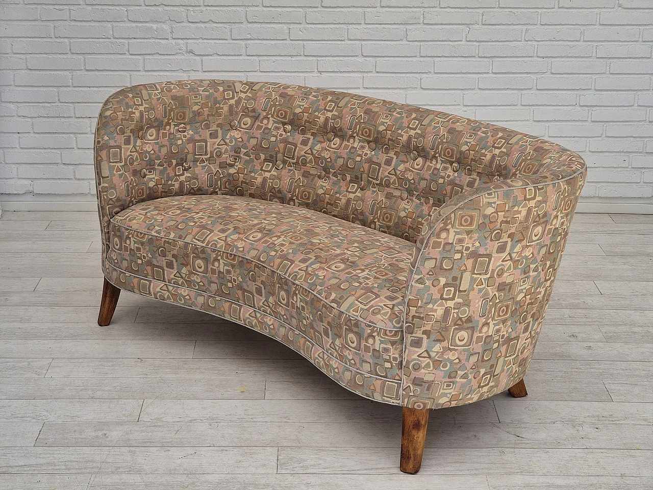 Danish two-seater beech and fabric sofa, 1960s 13