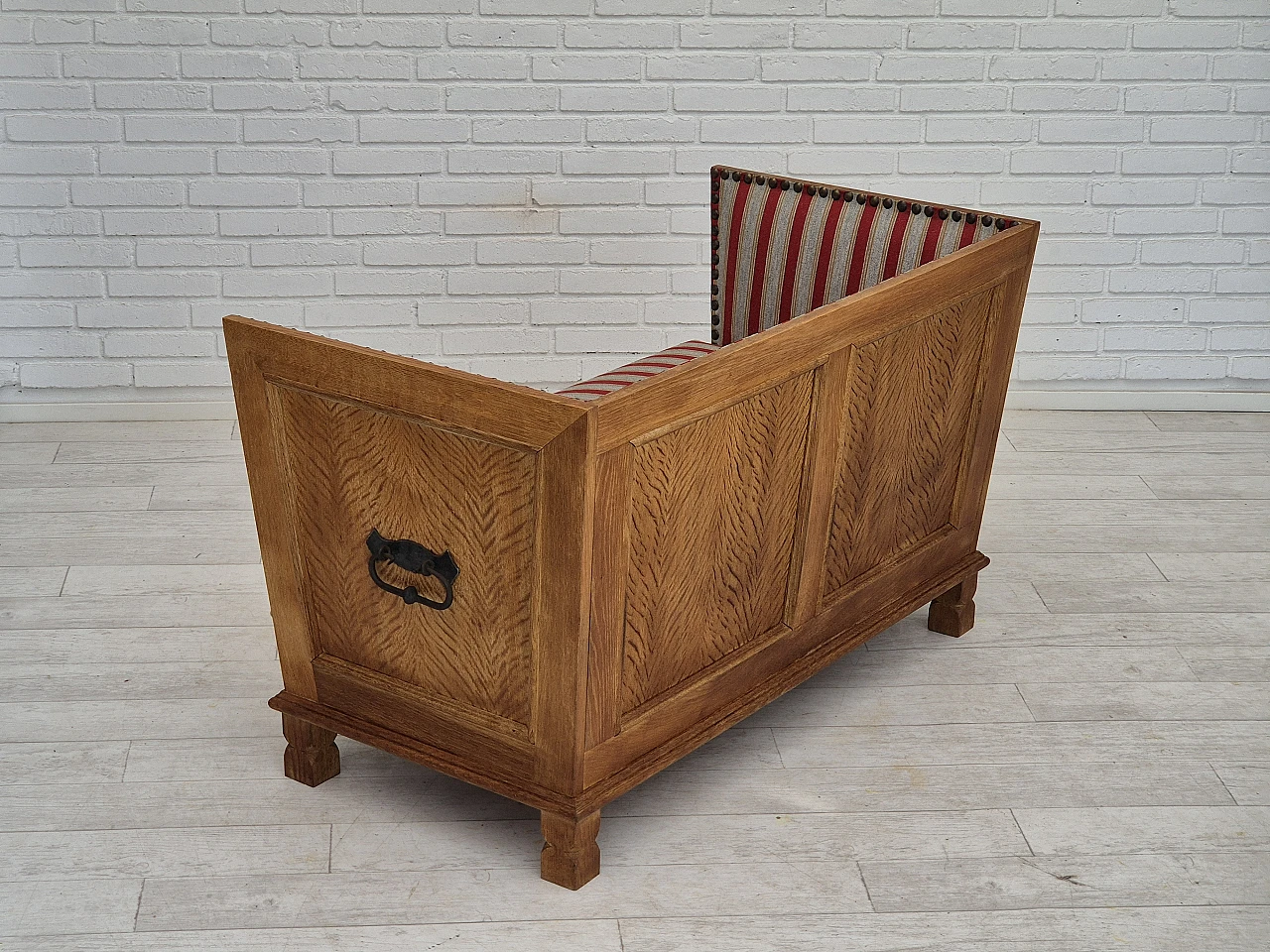 Danish two-seater wool and oak sofa, 1960s 16