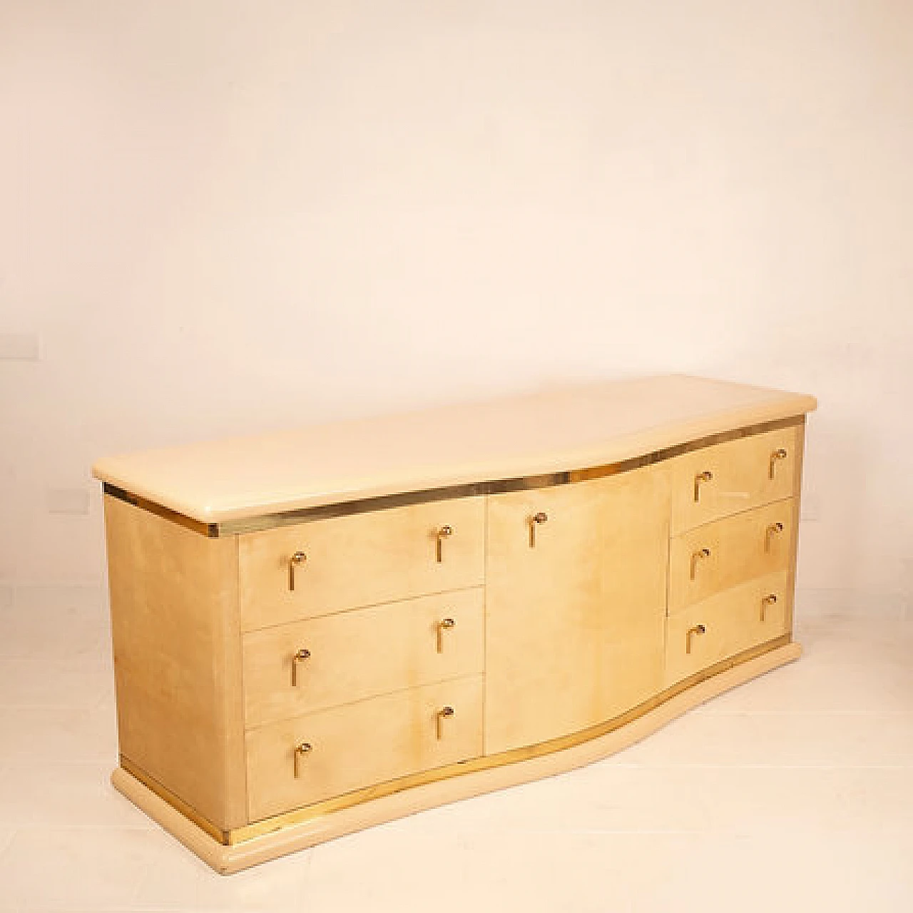 Parchment Nettuno sideboard with drawers by L. Frigerio, 1970s 1