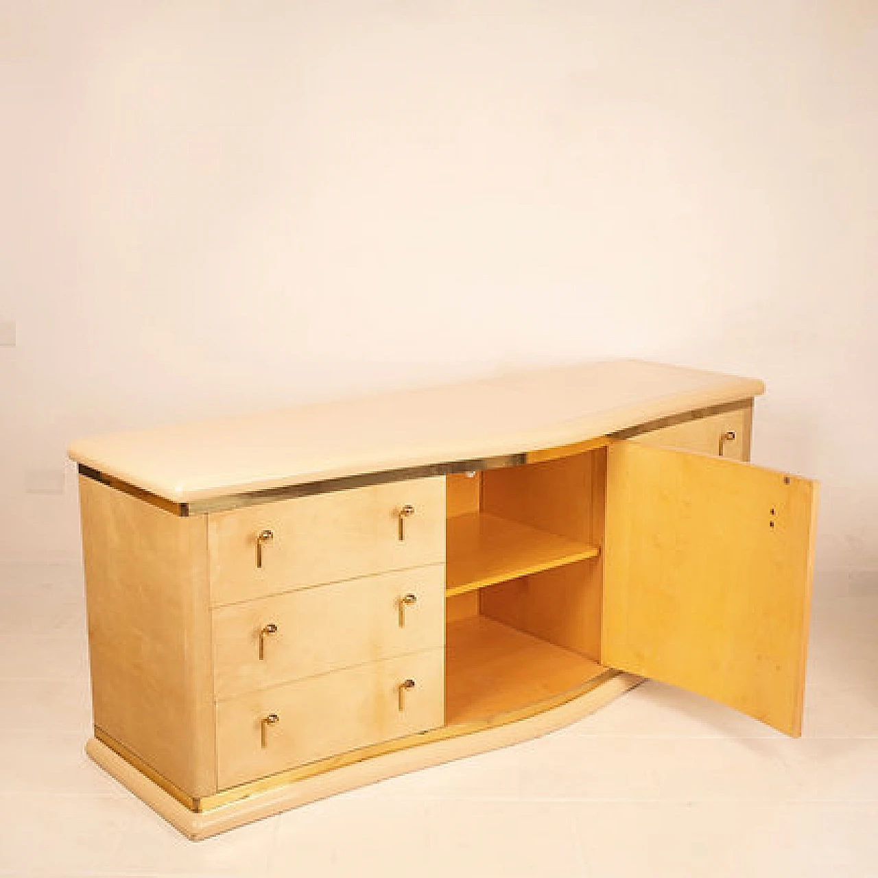 Parchment Nettuno sideboard with drawers by L. Frigerio, 1970s 2