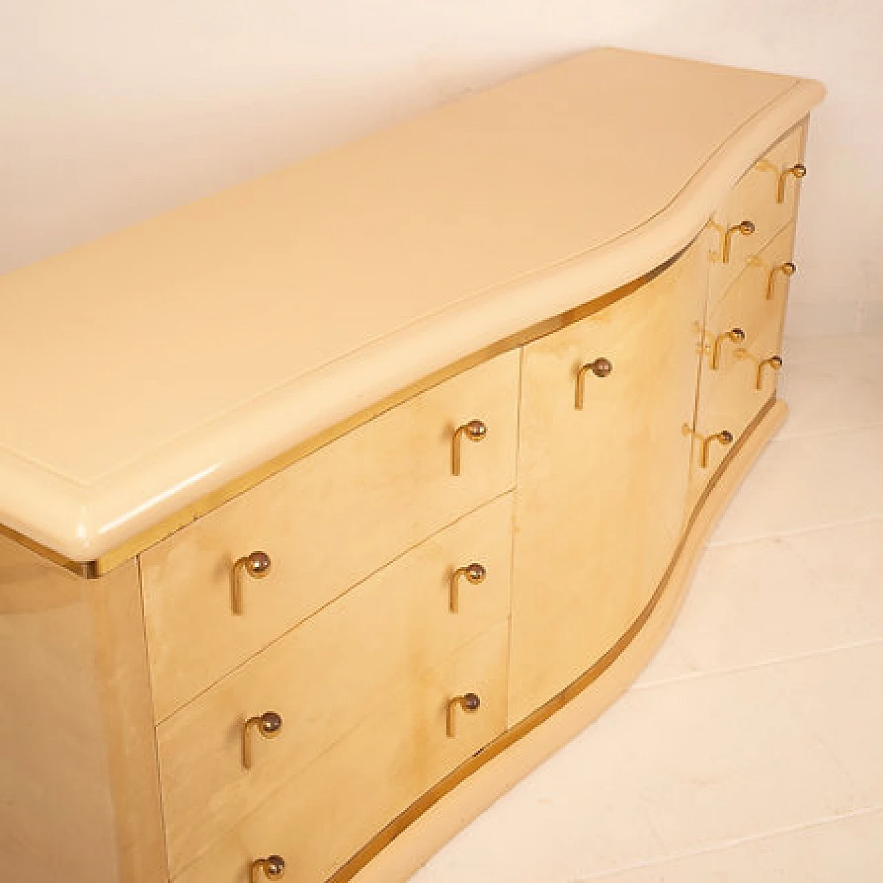 Parchment Nettuno sideboard with drawers by L. Frigerio, 1970s 4