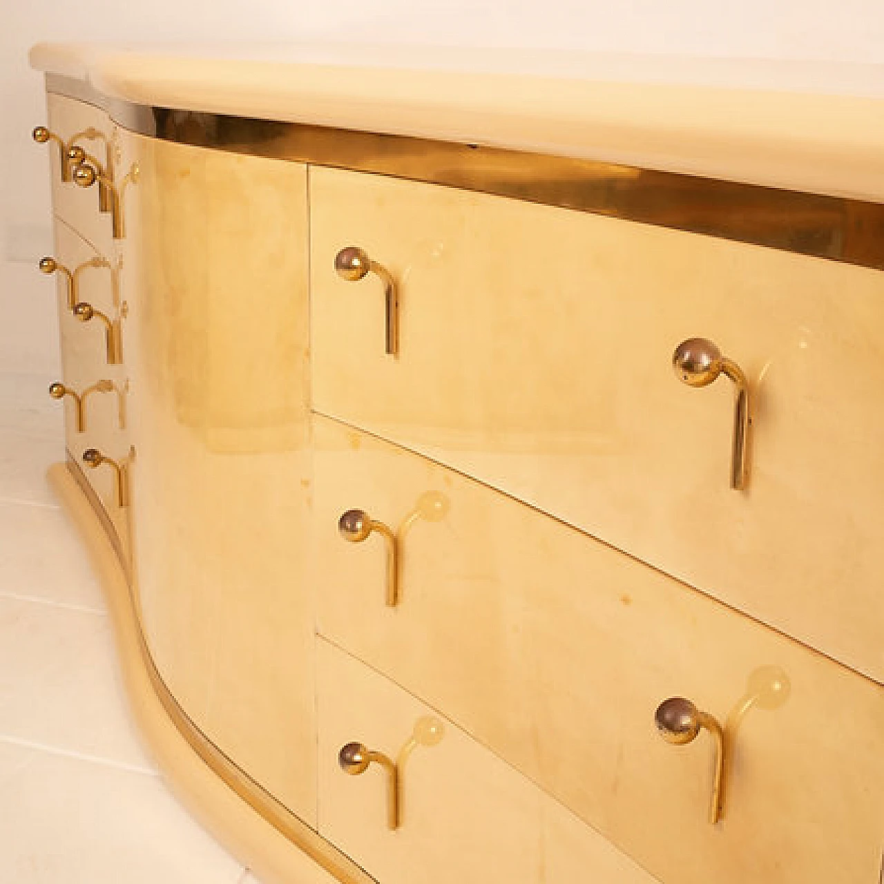 Parchment Nettuno sideboard with drawers by L. Frigerio, 1970s 5