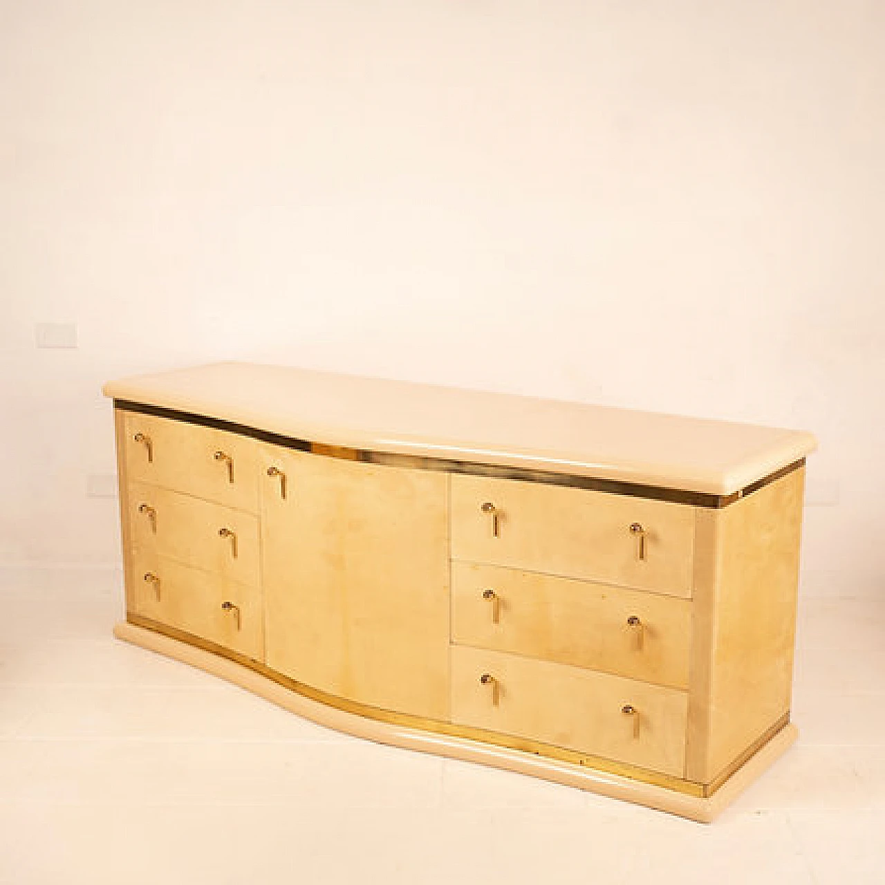 Parchment Nettuno sideboard with drawers by L. Frigerio, 1970s 9