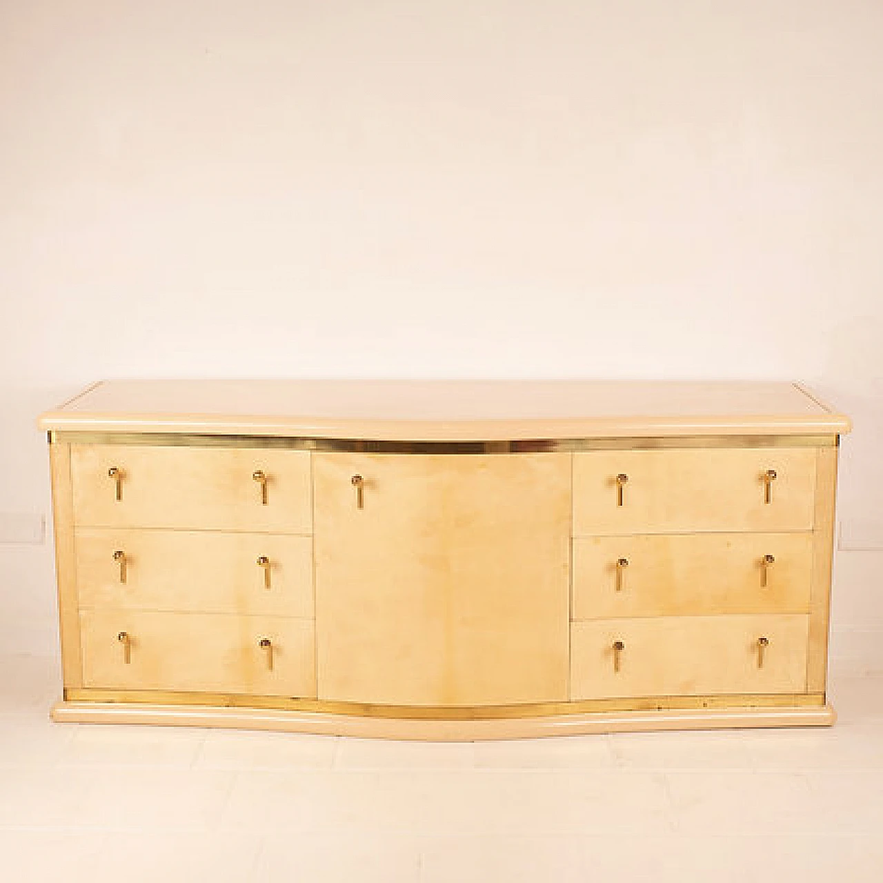 Parchment Nettuno sideboard with drawers by L. Frigerio, 1970s 14