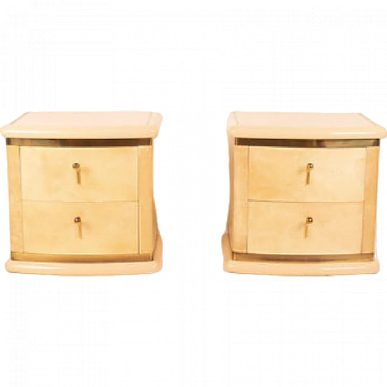 Pair of parchment bedside tables by Luciano Frigerio, 1970s 9