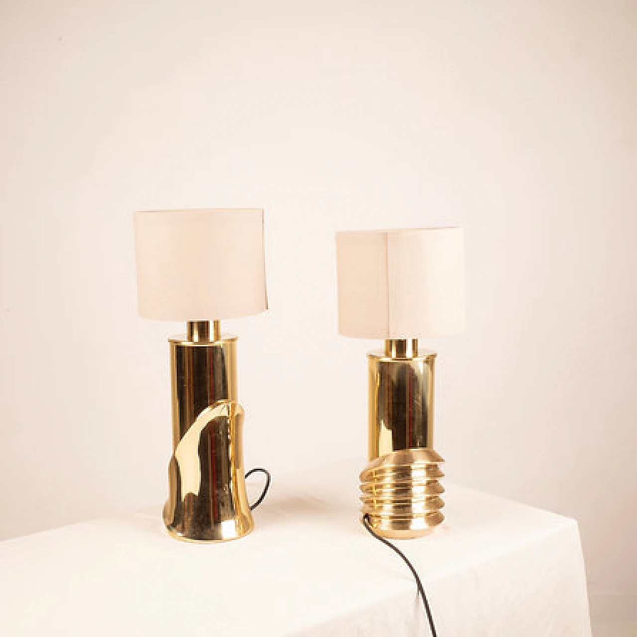 Pair of Belle Epoque brass table lamp by Ferrero for Lipparini, 1980s 6