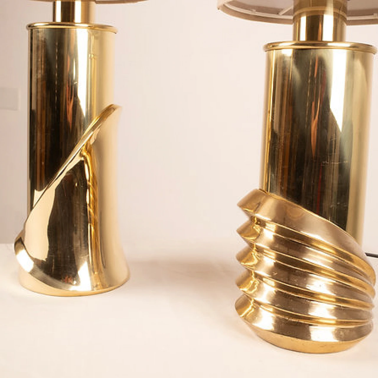 Pair of Belle Epoque brass table lamp by Ferrero for Lipparini, 1980s 8