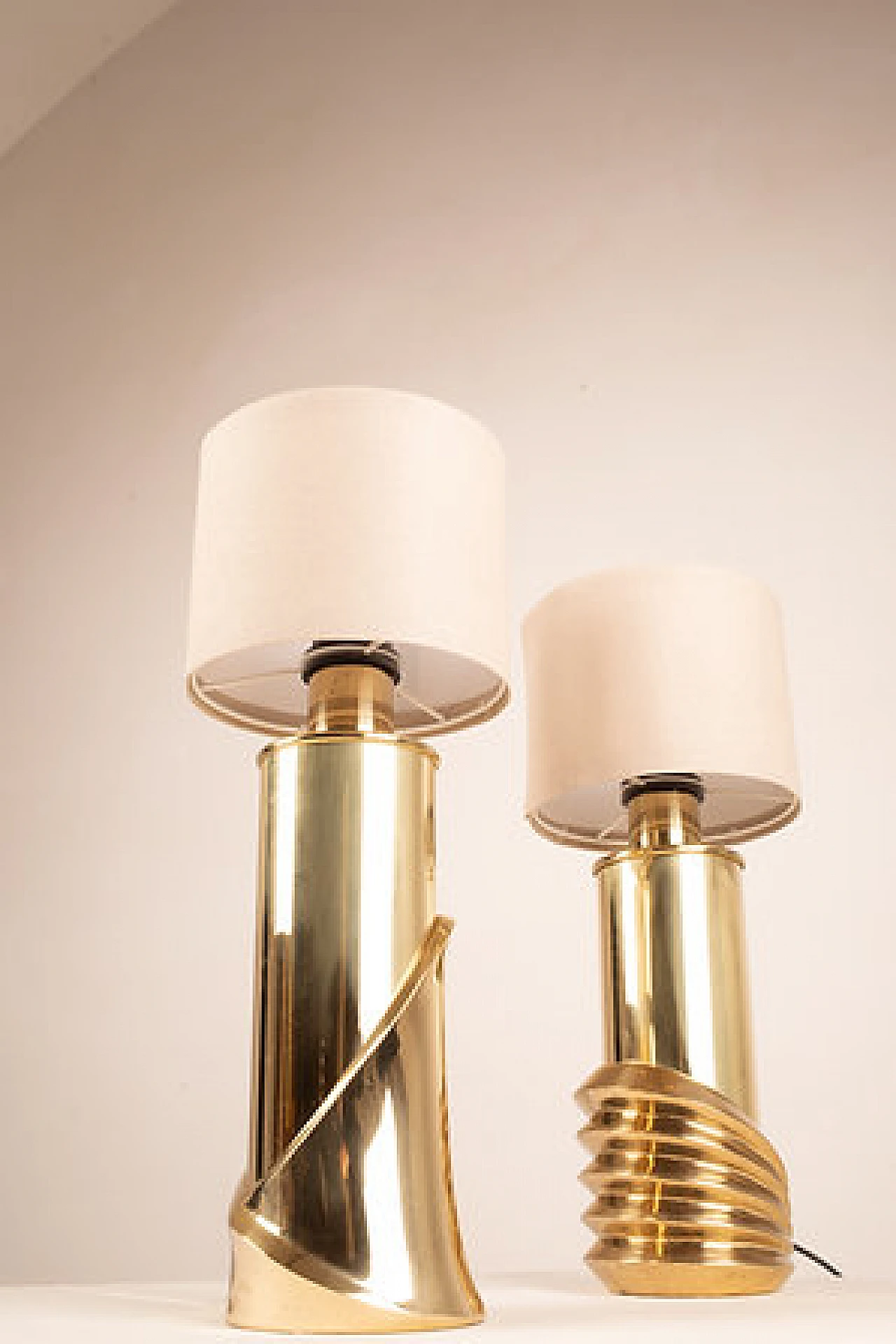 Pair of Belle Epoque brass table lamp by Ferrero for Lipparini, 1980s 10