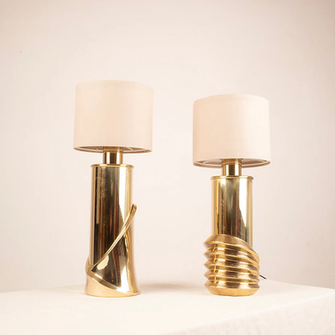 Pair of Belle Epoque brass table lamp by Ferrero for Lipparini, 1980s 13