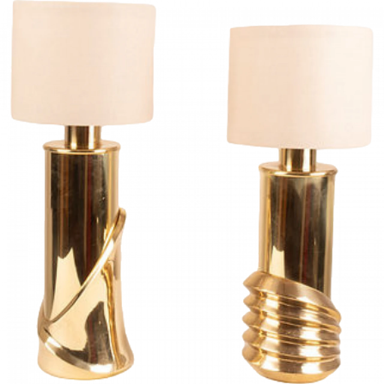 Pair of Belle Epoque brass table lamp by Ferrero for Lipparini, 1980s 15