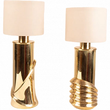 Pair of Belle Epoque brass table lamp by Ferrero for Lipparini, 1980s