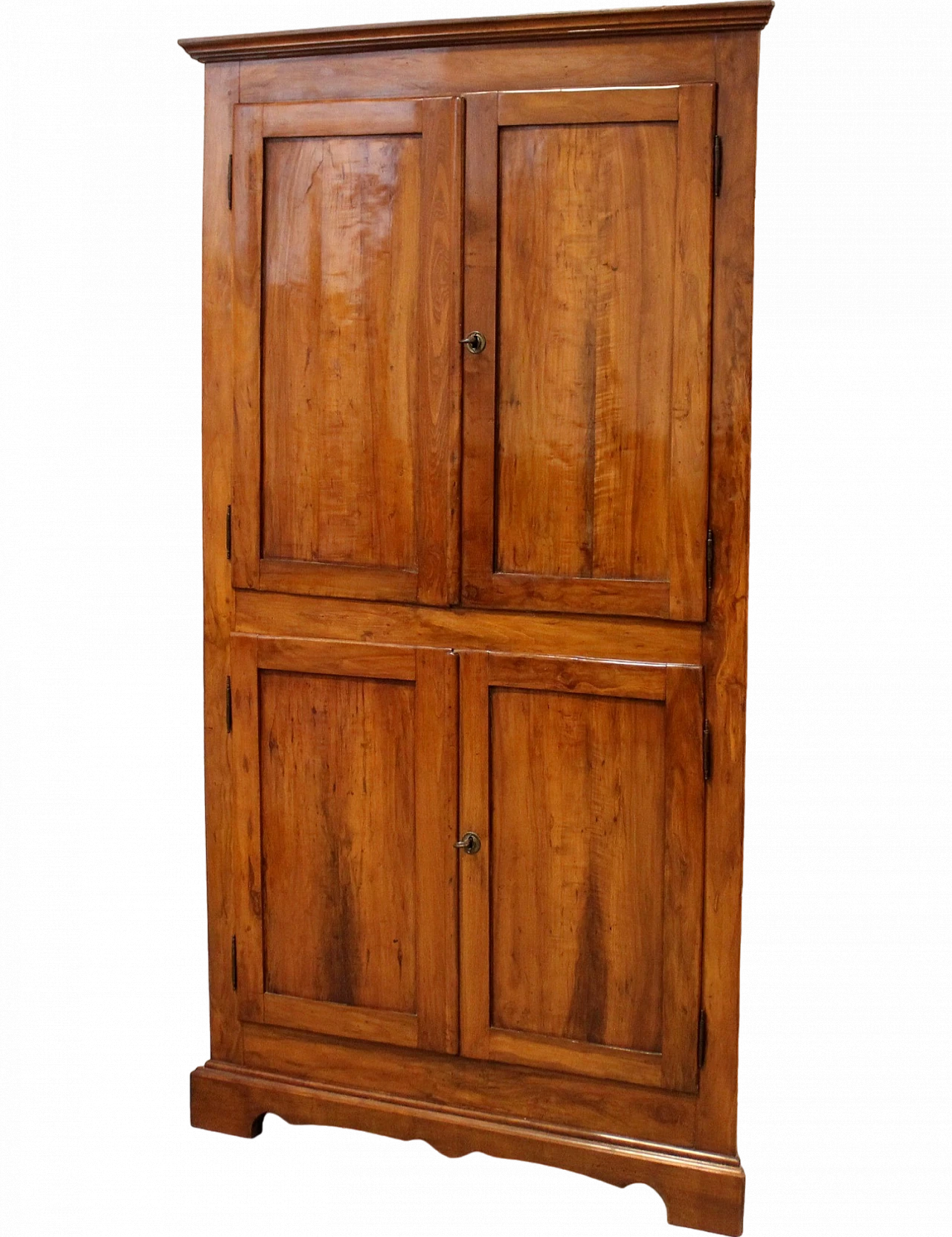 Corner wardrobe in solid cherry wood, 19th century 12