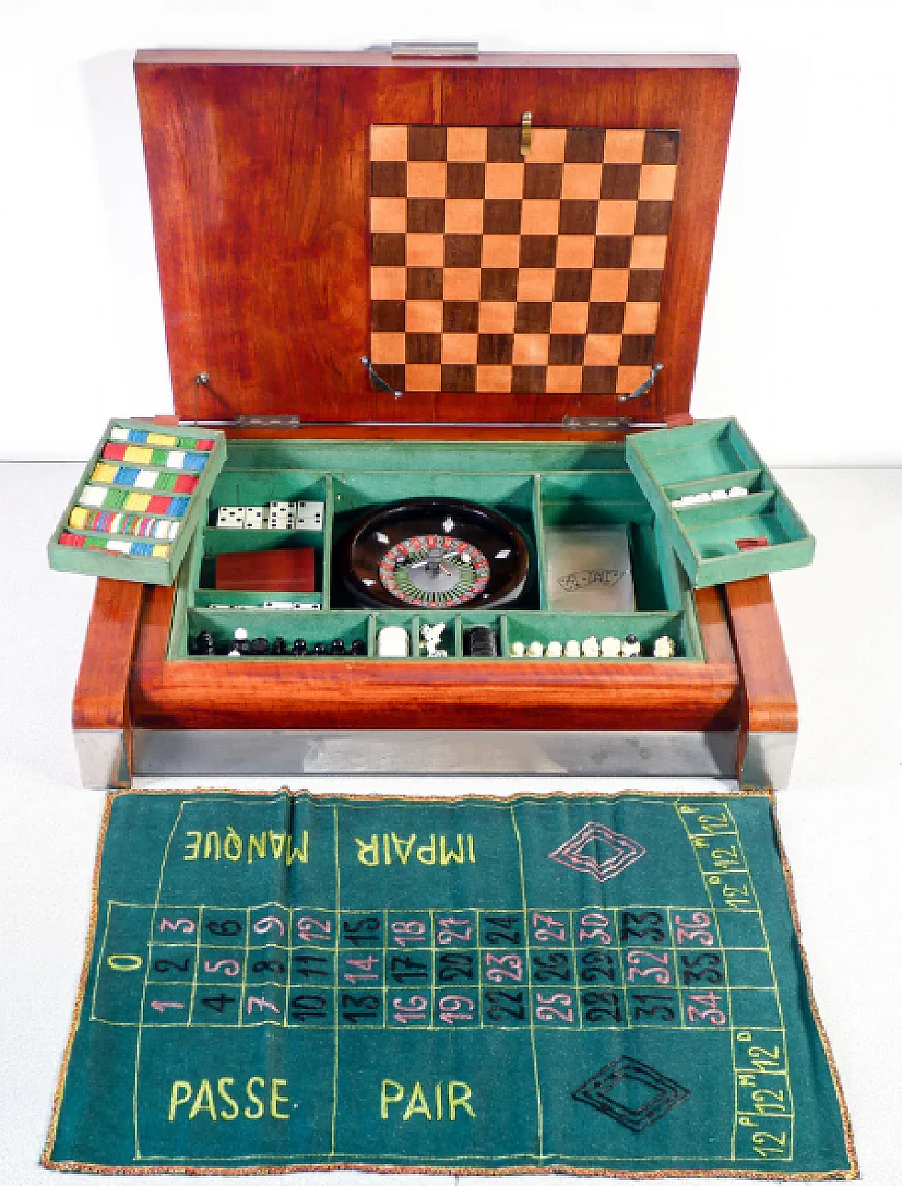 Art Deco wooden box with board games by Kallima 13