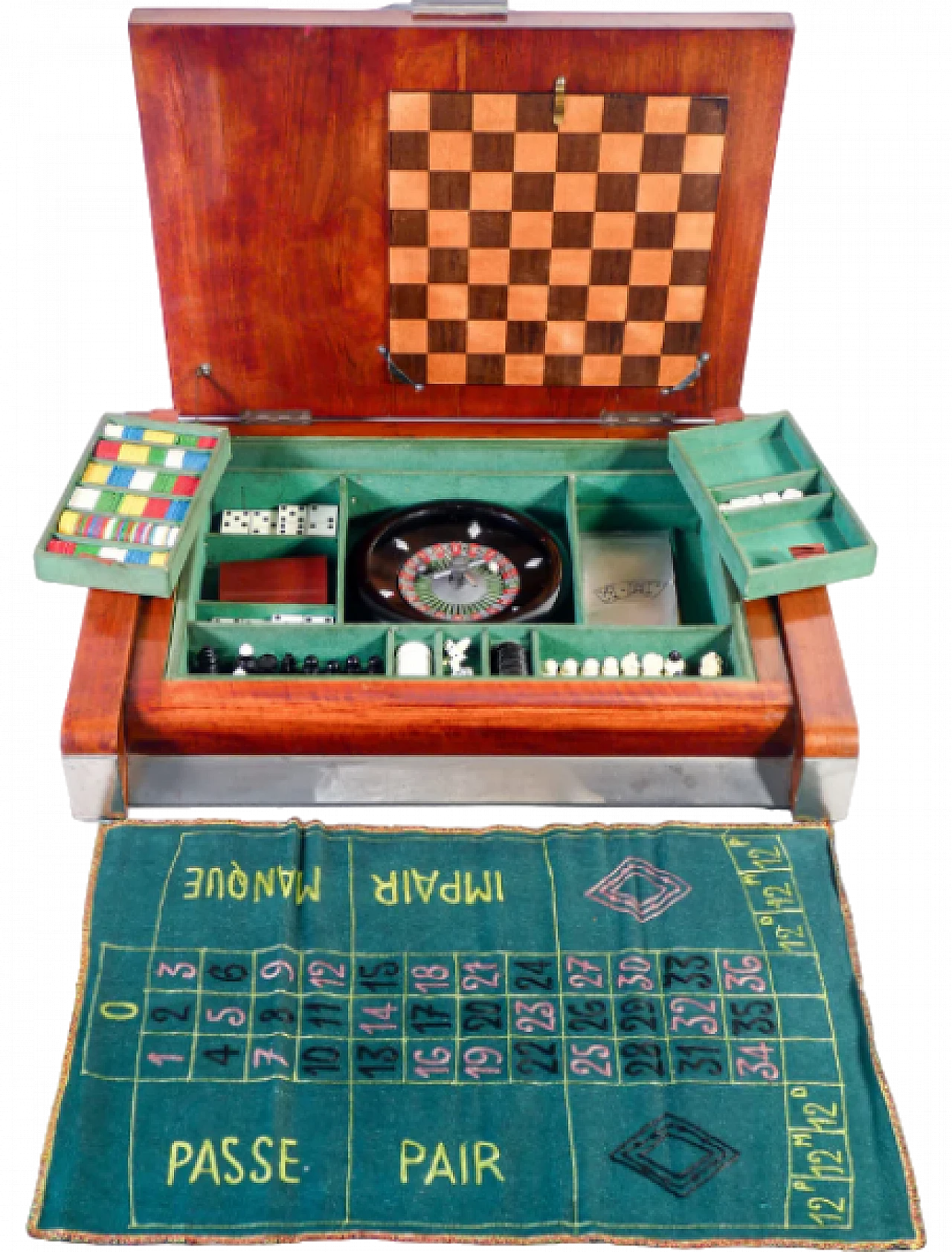 Art Deco wooden box with board games by Kallima 14