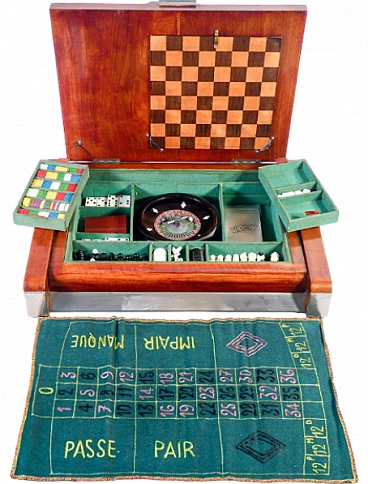 Art Deco wooden box with board games by Kallima