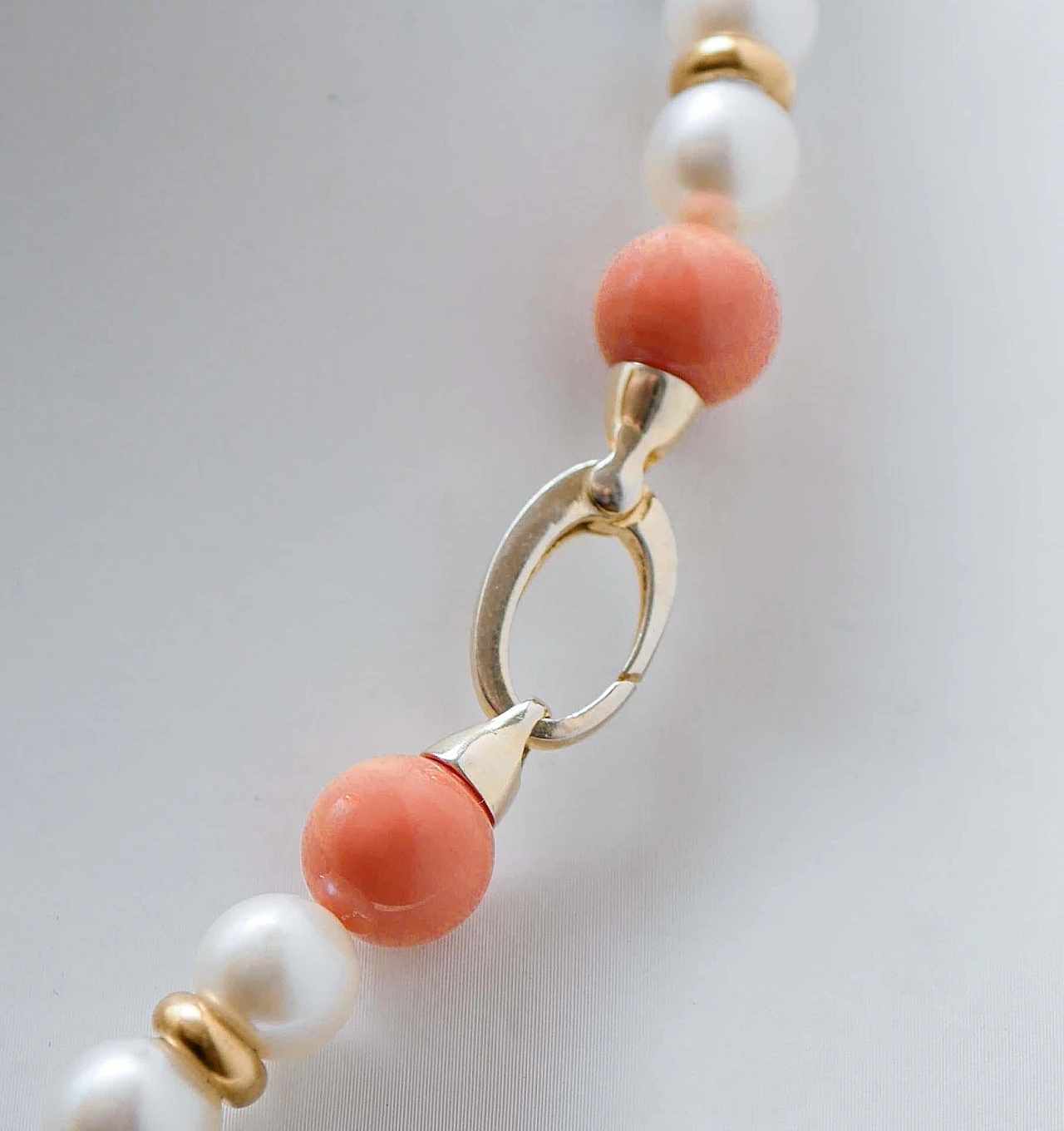 Necklace in coral, turquoise, lapis, pearls, 18 kt gold and silver 3