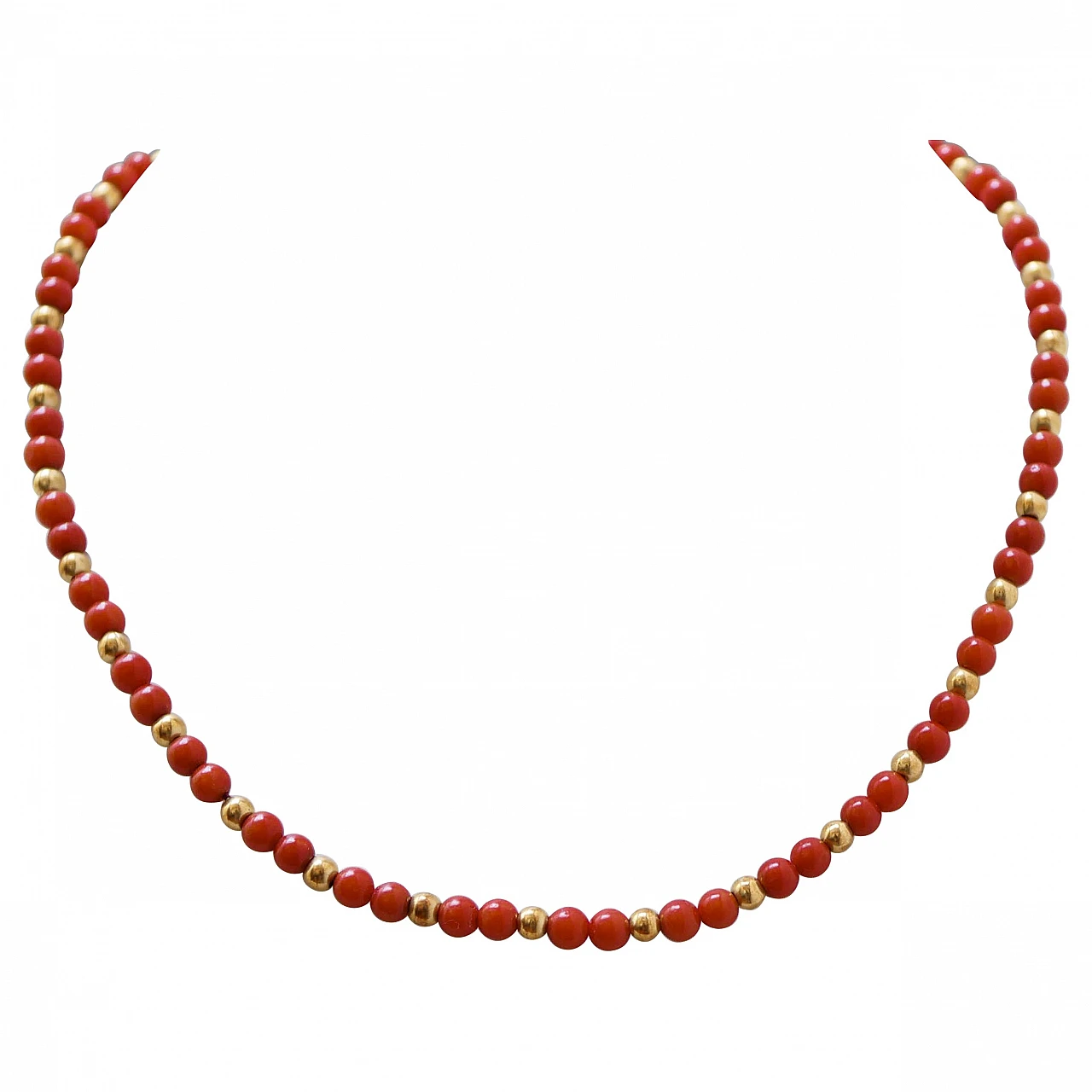 Coral, 18 Karat Yellow Gold Necklace. 1