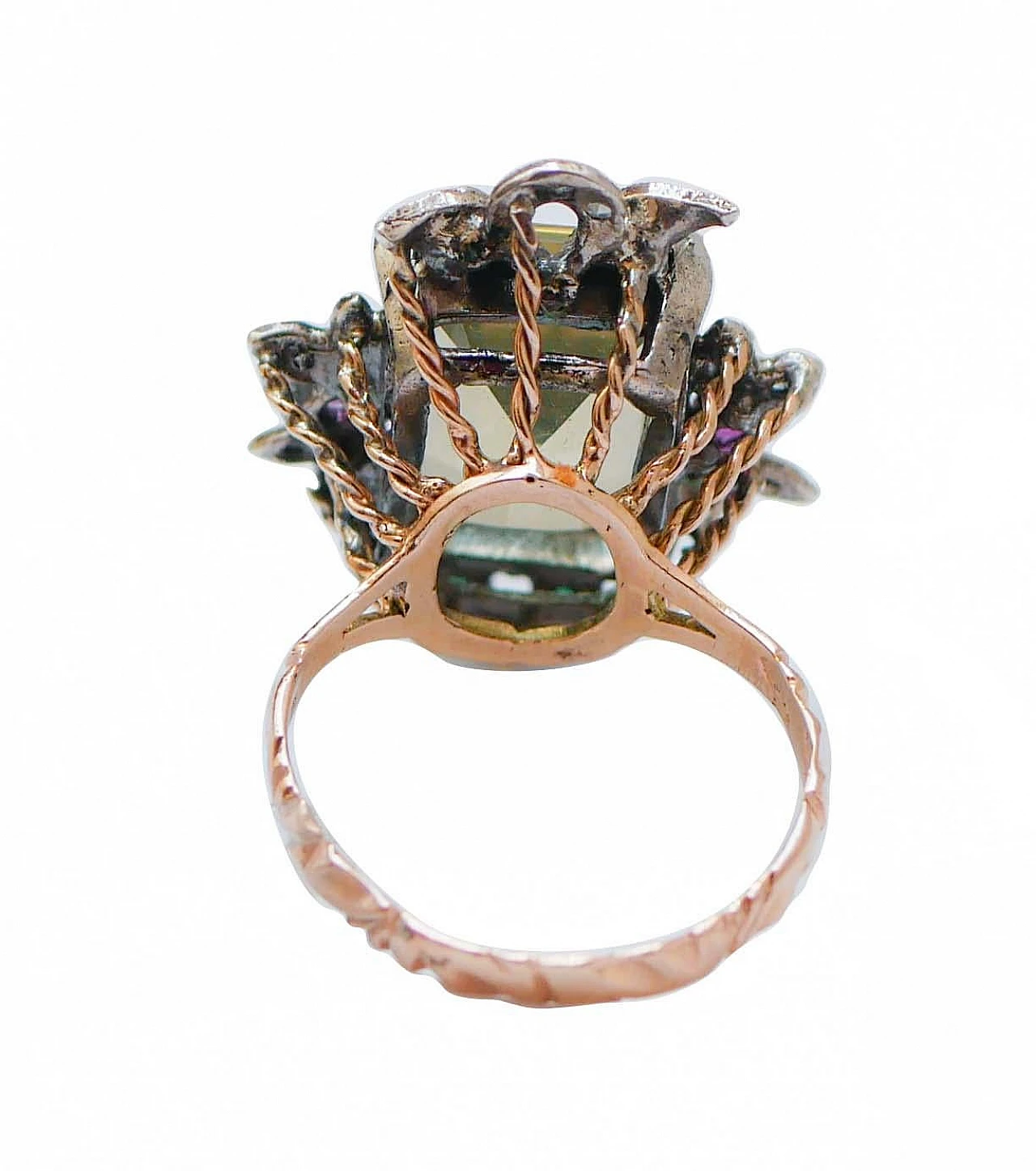 Topaz, Emeralds, Rubies, Diamonds, Rose Gold and Silver Ring. 3