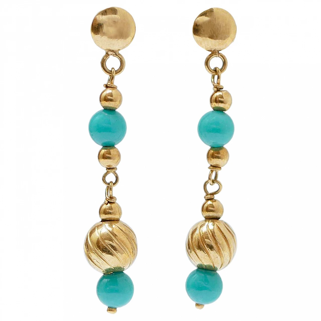 Stones, 18 Karat Yellow Gold Earrings. 1