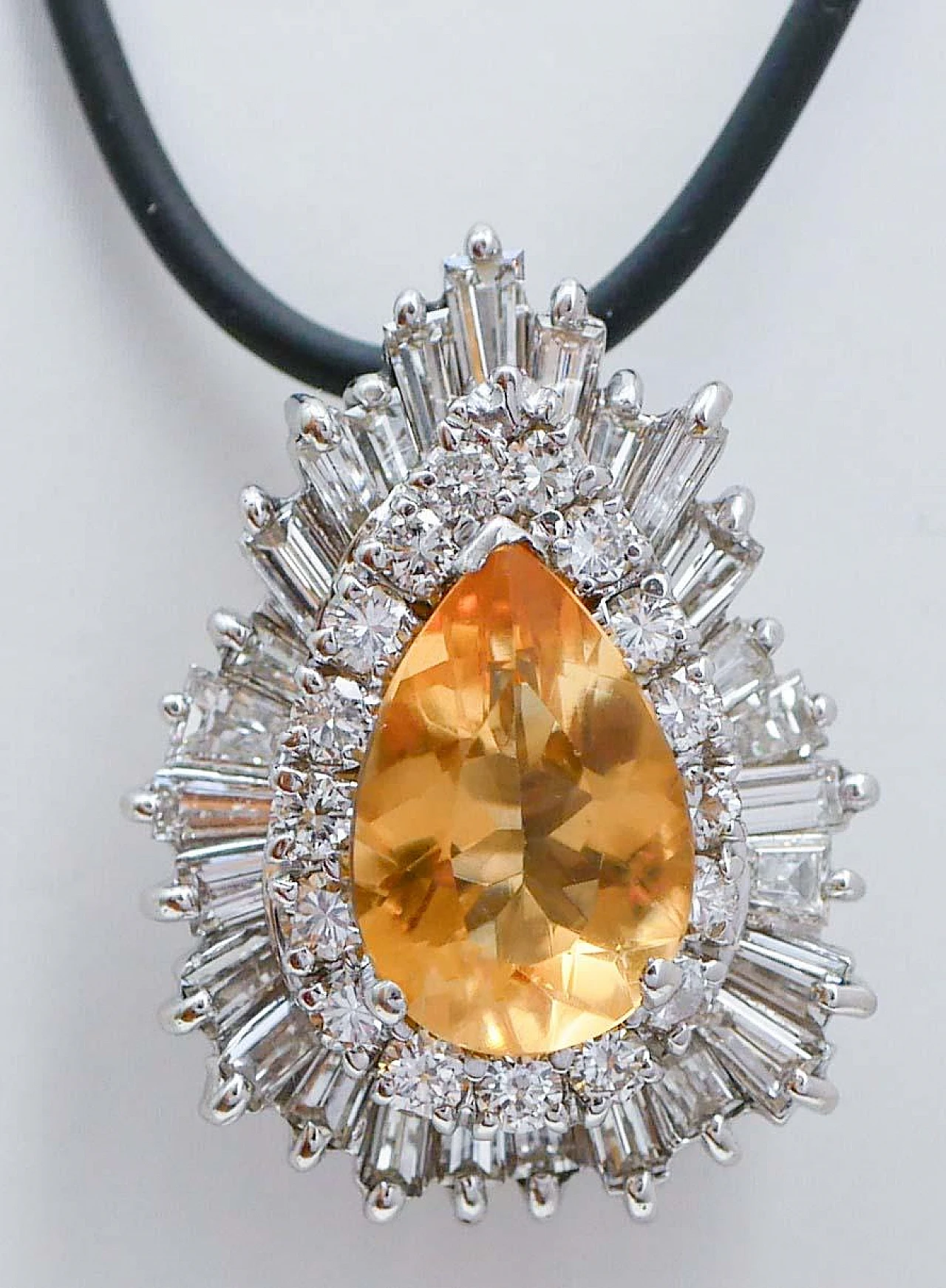 Topaz, Diamonds, 14 Karat White Gold Ring / Pendant. 5