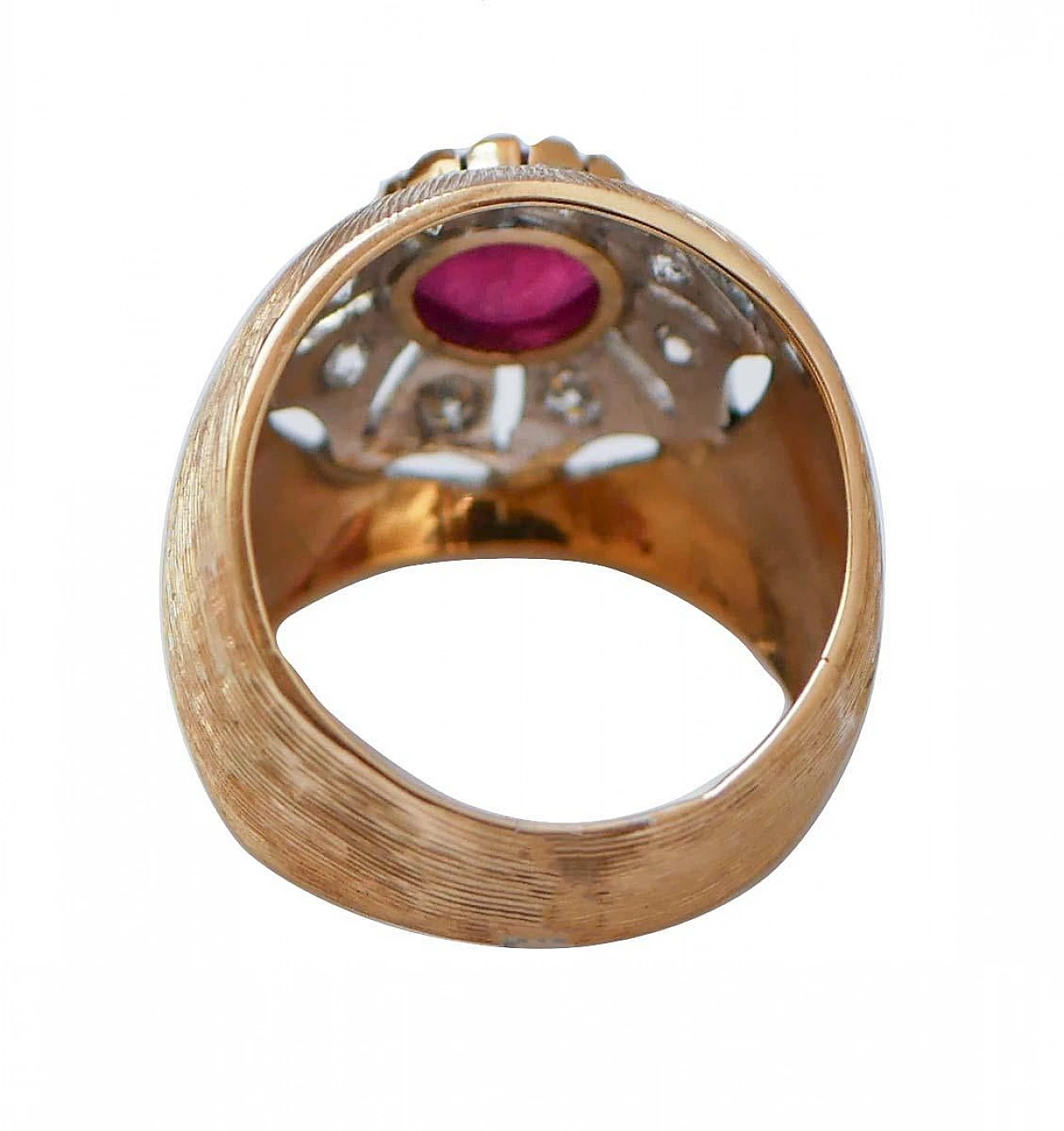 18K rose gold ring with ruby and diamonds, 1970s 3