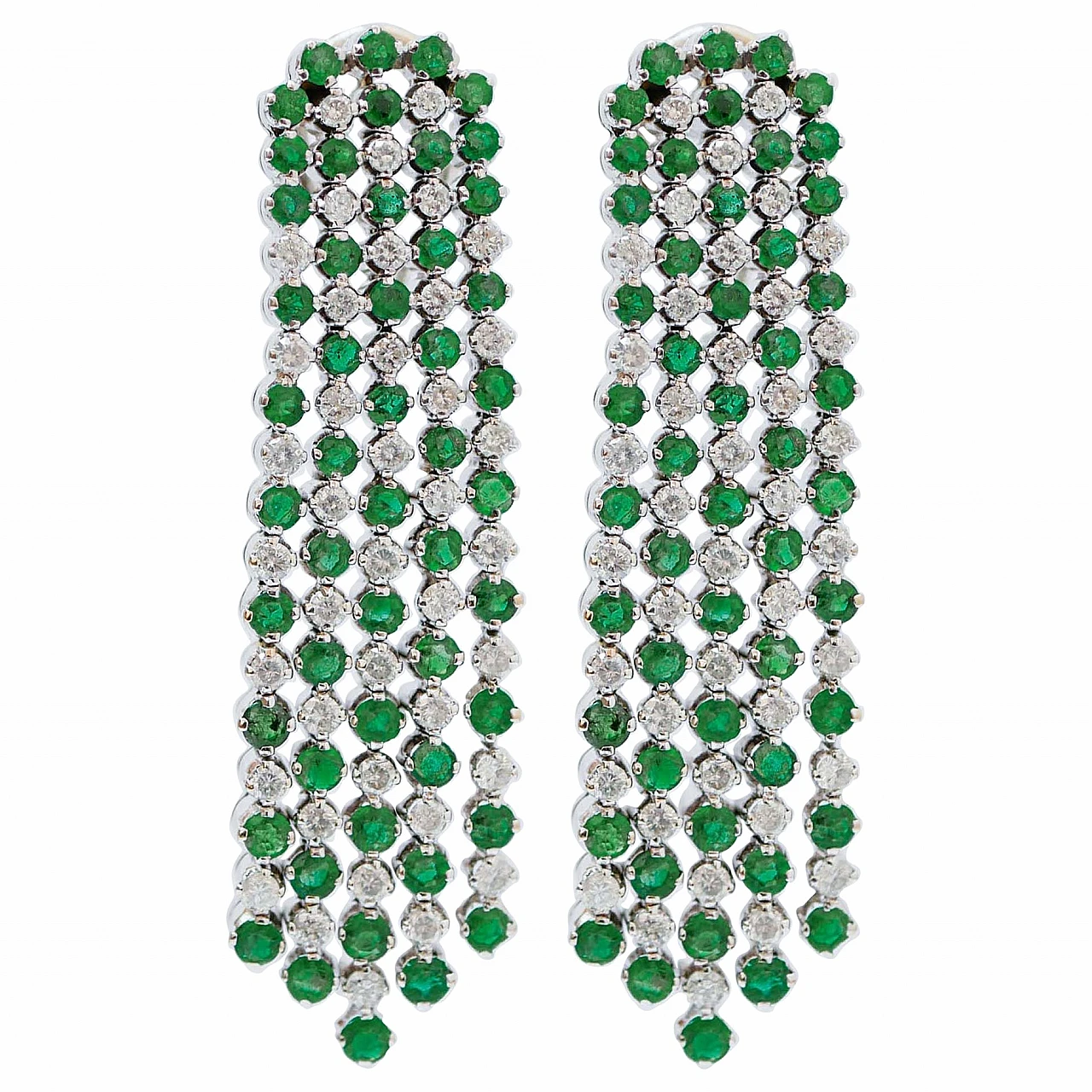 Earrings in 18K white gold, emeralds and diamonds 1