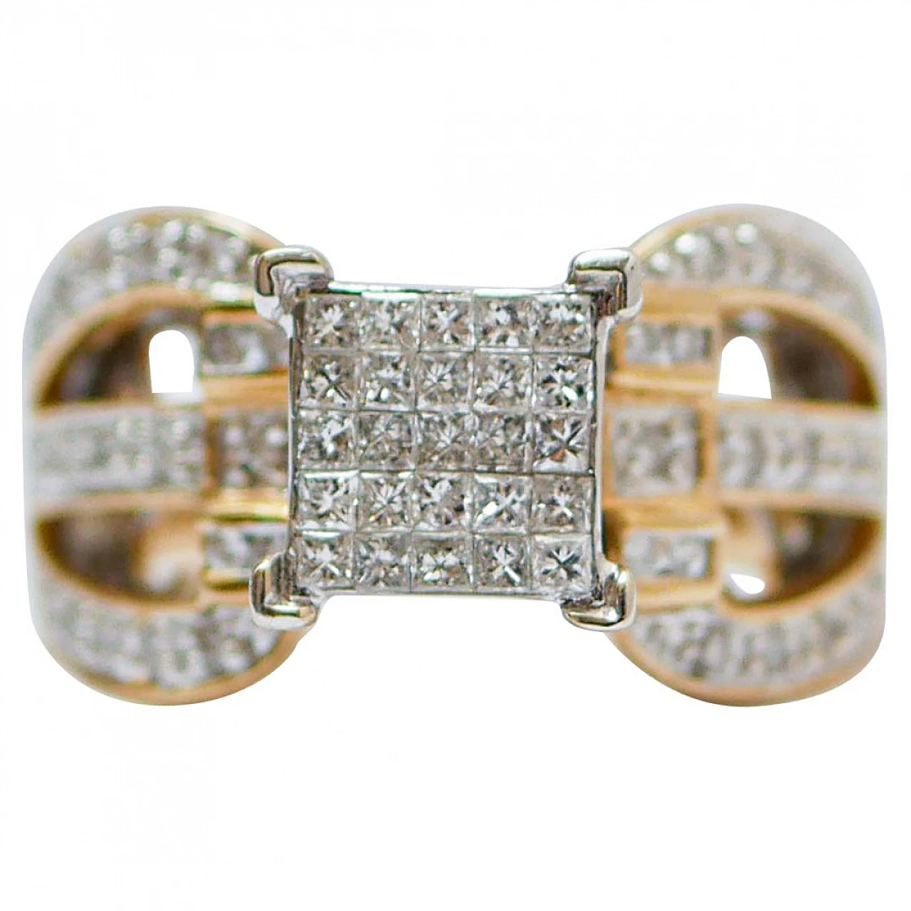 14K yellow and white gold ring with diamonds, 1960s 1