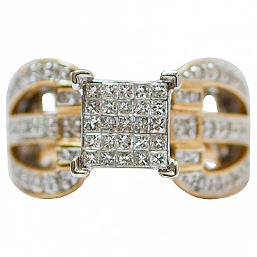 14K yellow and white gold ring with diamonds, 1960s