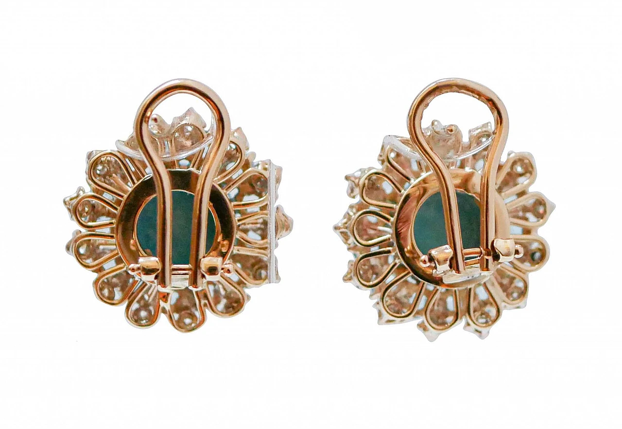 14K rose gold earrings with magnesite, topazes and diamonds 3