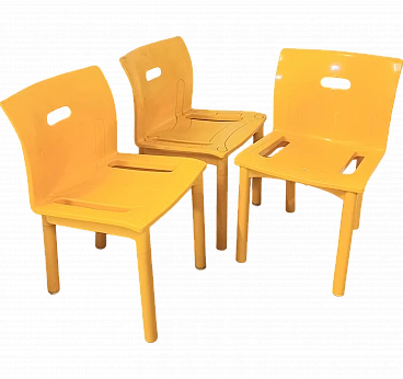 3 Chairs 4870 by Anna Castelli Ferrieri for Kartell, 1987