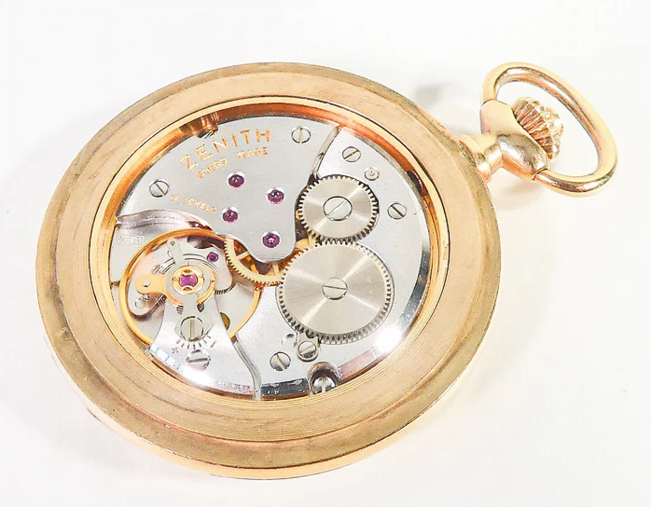 Gold-plated metal 2541 pocket watch by Zenith, 1960s 3