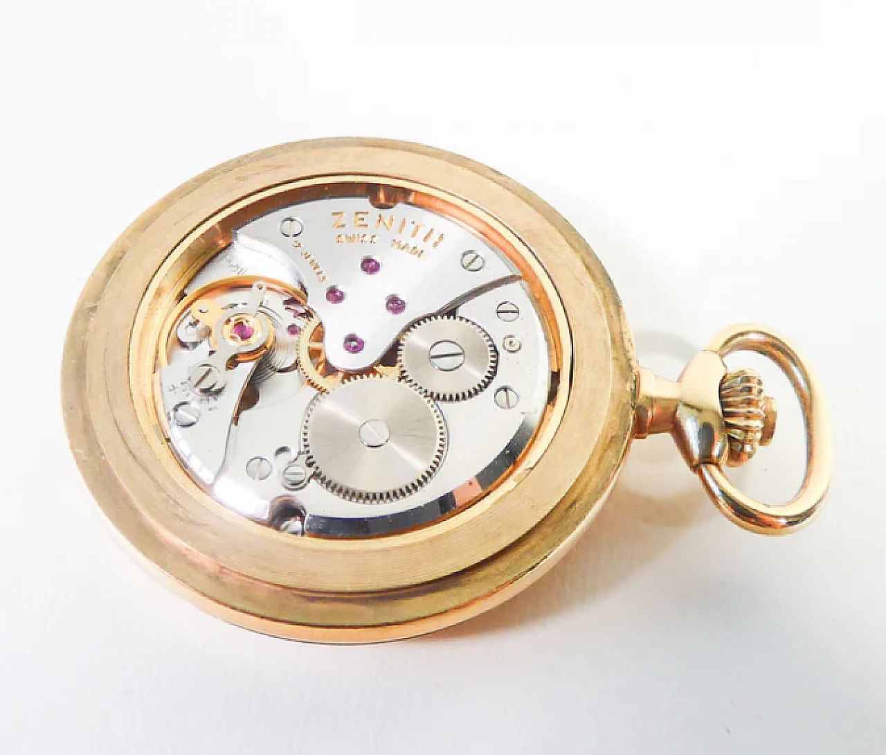 Gold-plated metal 2541 pocket watch by Zenith, 1960s 4