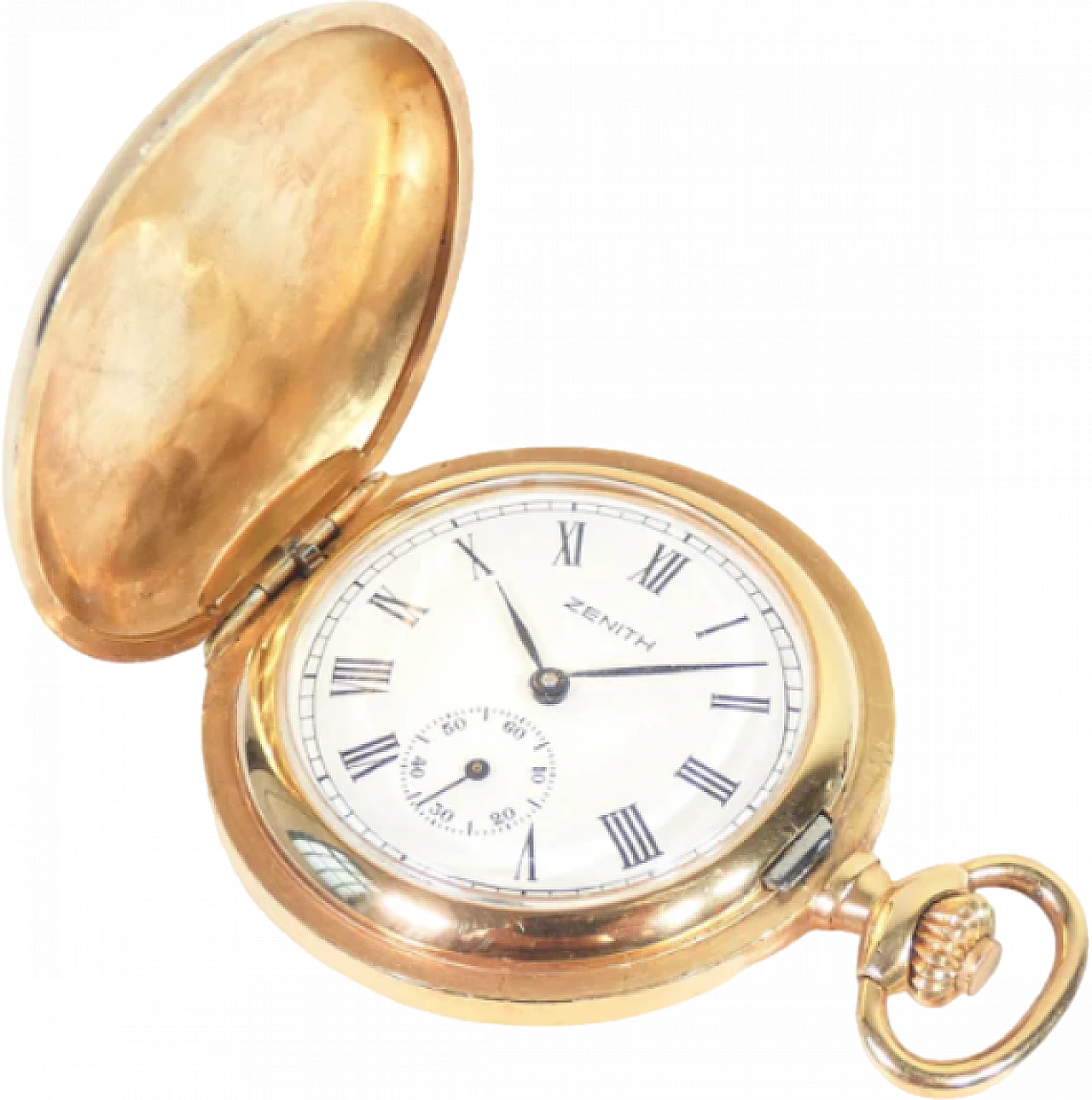 Gold-plated metal 2541 pocket watch by Zenith, 1960s 10