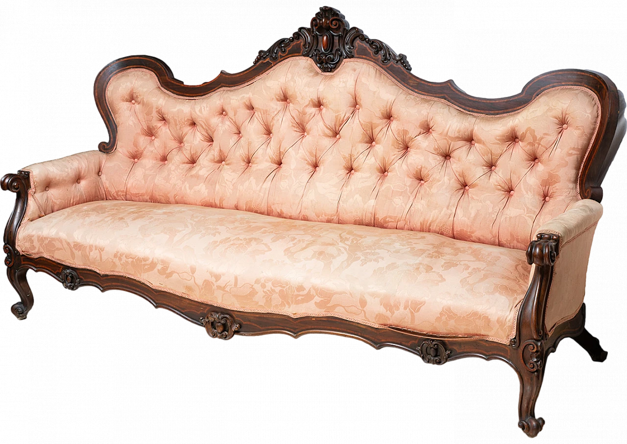 Louis Philippe sofa in exotic woods, 19th century 7