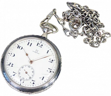 Pocket watch 40.6L in silver by Omega, 1920s