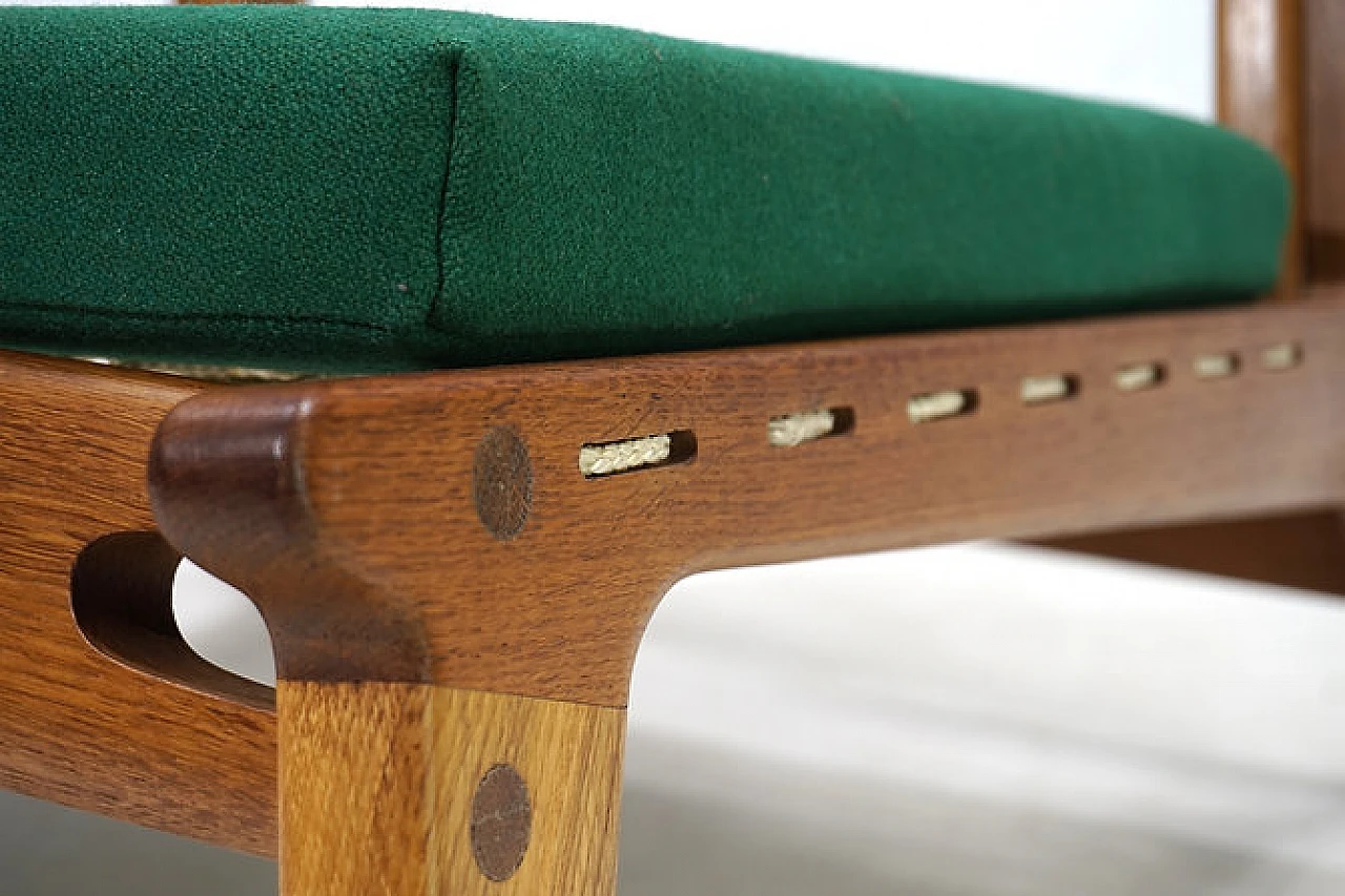 Hunting chair in oak & green fabric by H. Heger for PGH, 1950s 4