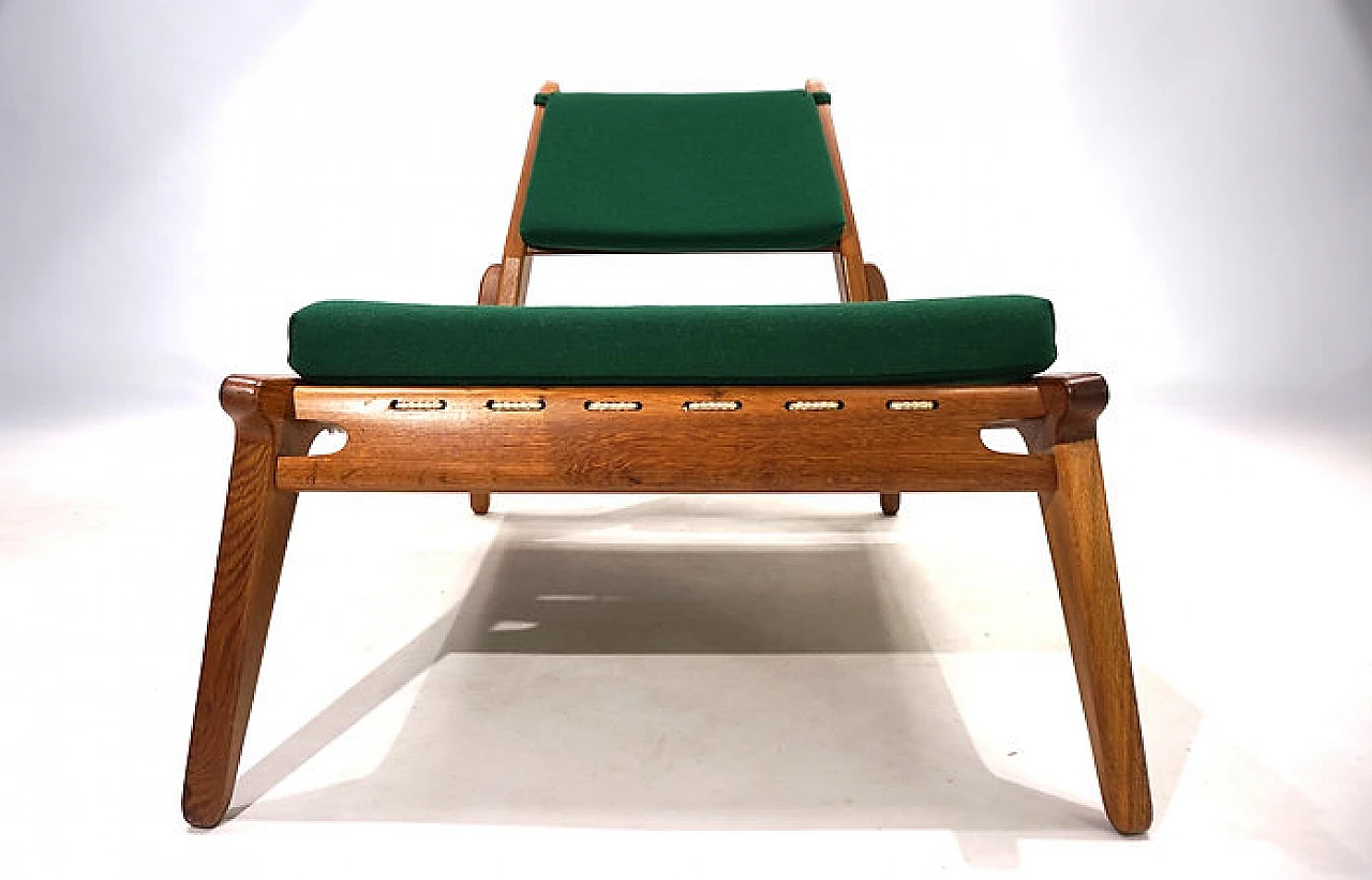 Hunting chair in oak & green fabric by H. Heger for PGH, 1950s 6