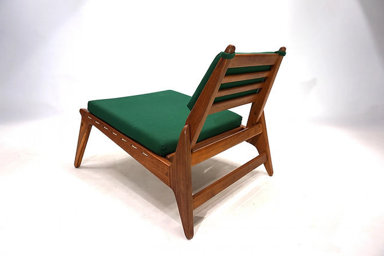 Hunting chair in oak & green fabric by H. Heger for PGH, 1950s 7